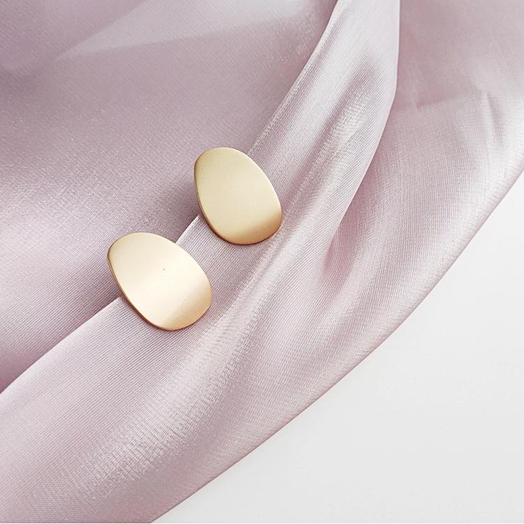 Large Organic Shaped Gold Flat Invisible Clip On Earrings