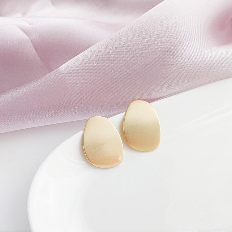 Large Organic Shaped Gold Flat Invisible Clip On Earrings
