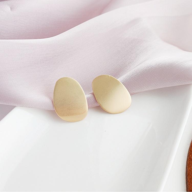 Large Organic Shaped Gold Flat Invisible Clip On Earrings