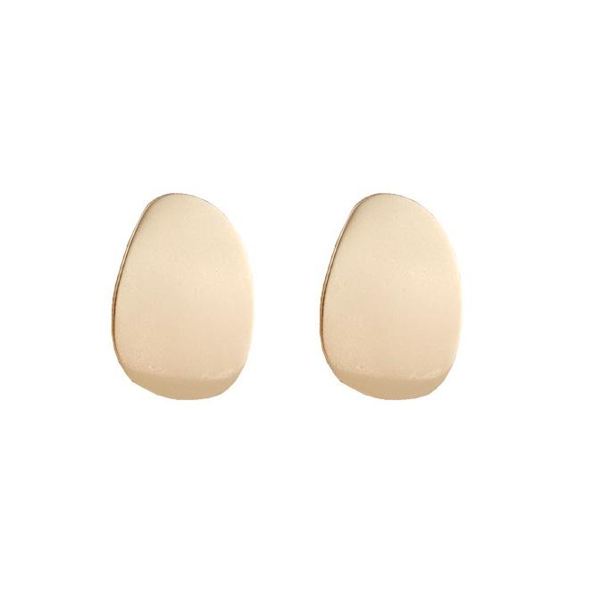 Large Organic Shaped Gold Flat Invisible Clip On Earrings