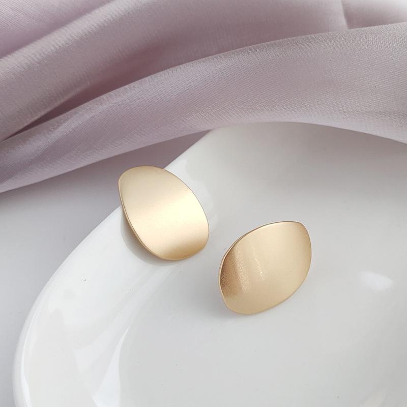 Large Organic Shaped Gold Flat Invisible Clip On Earrings