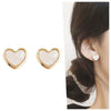 White Heart Crystal Rhinestone Invisible Clip On Earrings