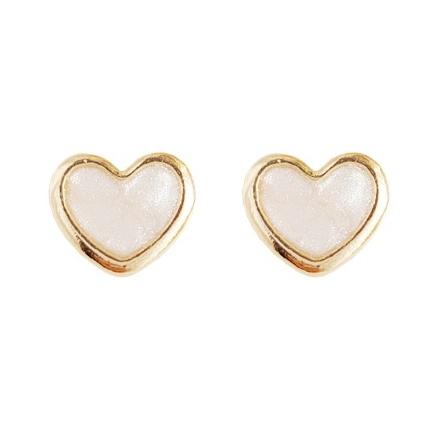White Heart Crystal Rhinestone Invisible Clip On Earrings