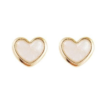 White Heart Crystal Rhinestone Invisible Clip On Earrings