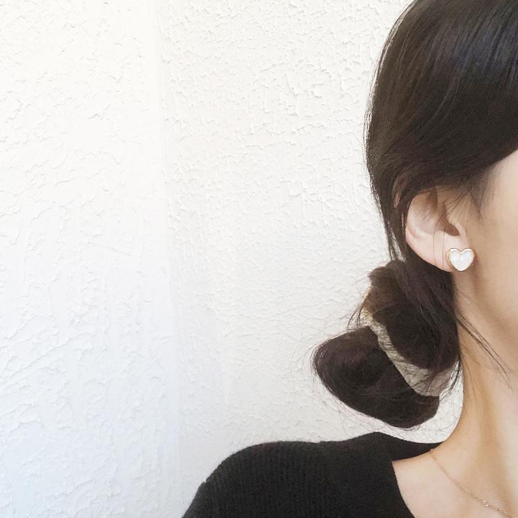 White Heart Crystal Rhinestone Invisible Clip On Earrings