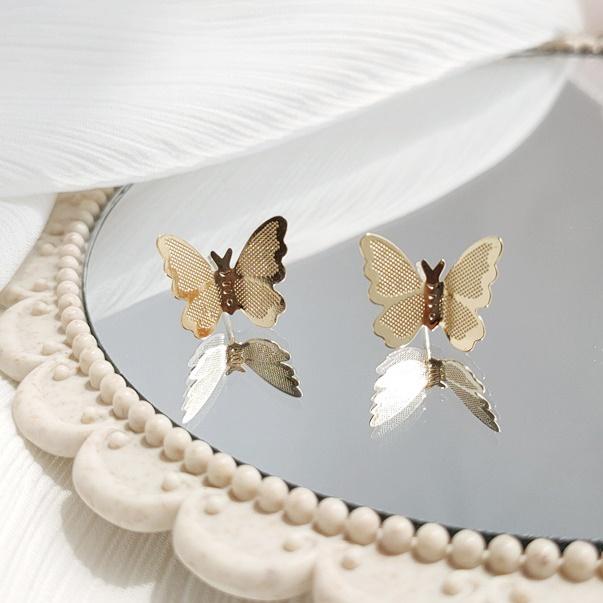 Small Butterflies Filigree Invisible Clip On Earrings