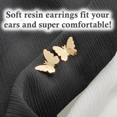 Small Butterflies Filigree Invisible Clip On Earrings