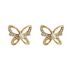 Butterflies Pearl Crystal Rhinestone Invisible Clip On Earrings