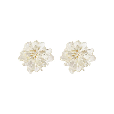 Clear Large Flower Invisible Clip On Earrings