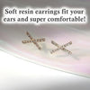 Crystal Rhinestone Pave Gold Cross Invisible Clip On Earrings