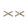 Crystal Rhinestone Pave Gold Cross Invisible Clip On Earrings