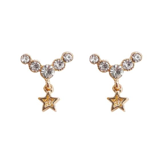 Dangle Crystal Rhinestone Star Invisible Clip On Earrings