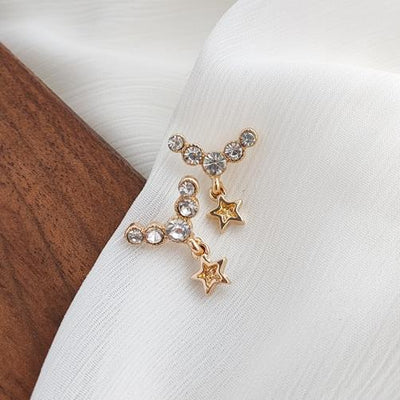 Dangle Crystal Rhinestone Star Invisible Clip On Earrings