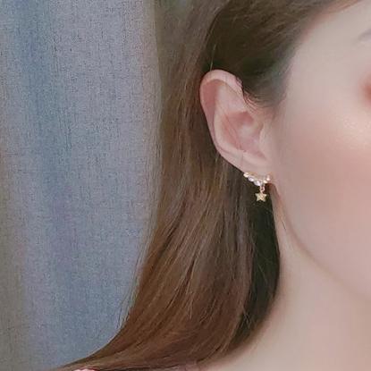 Dangle Crystal Rhinestone Star Invisible Clip On Earrings