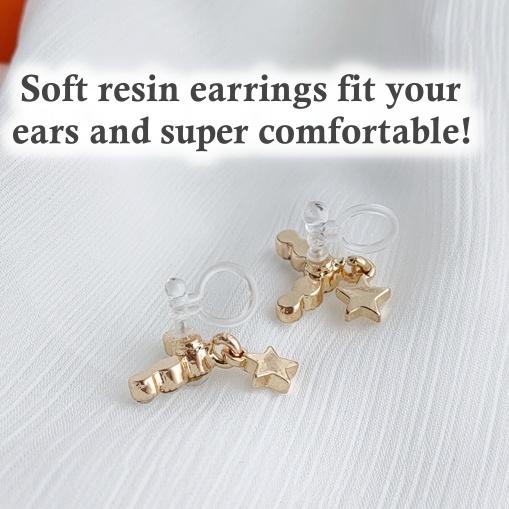 Dangle Crystal Rhinestone Star Invisible Clip On Earrings