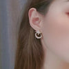 Crystal Rhinestone Star White Pearl Moon Invisible Clip On Earrings
