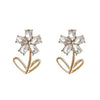 Flower Clear Crystal Rhinestone Invisible Clip On Earrings