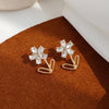 Flower Clear Crystal Rhinestone Invisible Clip On Earrings