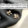 White Pearl Ribbon Bow Tie Crystal Rhinestone Pave Invisible Clip On Earrings