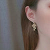 Dangle Gold Leaf Leaves Invisible Clip On Earrings