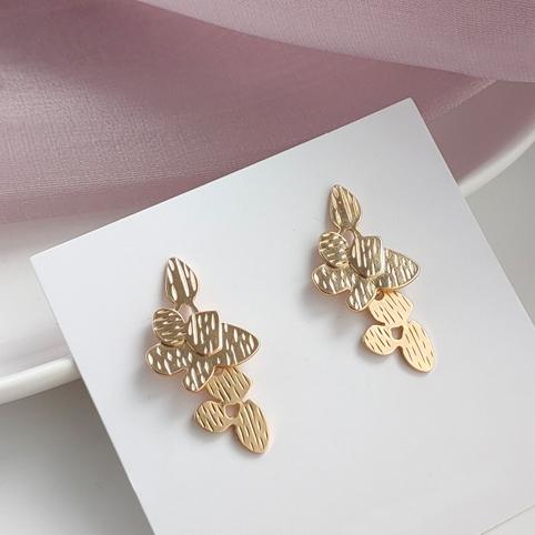 Dangle Gold Leaf Leaves Invisible Clip On Earrings