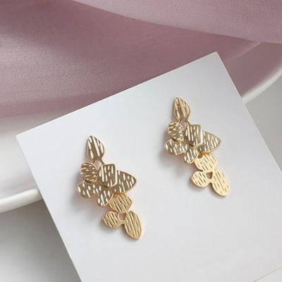 Dangle Gold Leaf Leaves Invisible Clip On Earrings