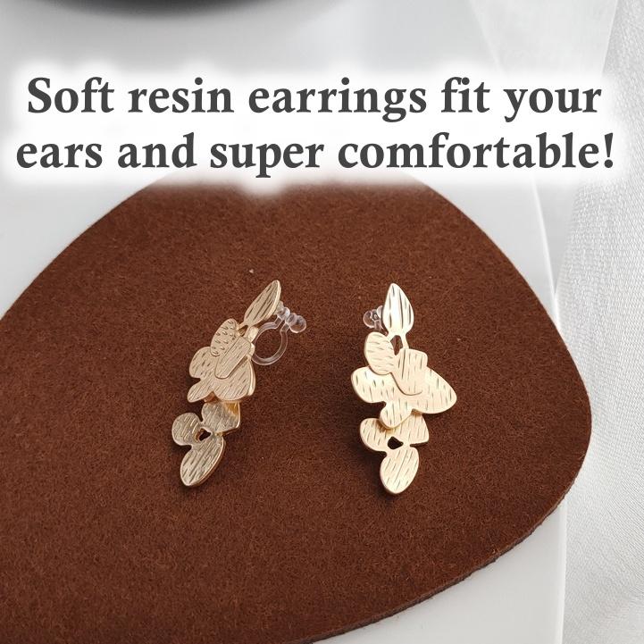 Dangle Gold Leaf Leaves Invisible Clip On Earrings