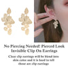 Dangle Gold Leaf Leaves Invisible Clip On Earrings