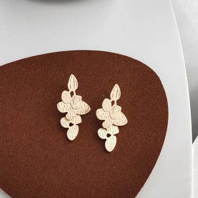 Dangle Gold Leaf Leaves Invisible Clip On Earrings