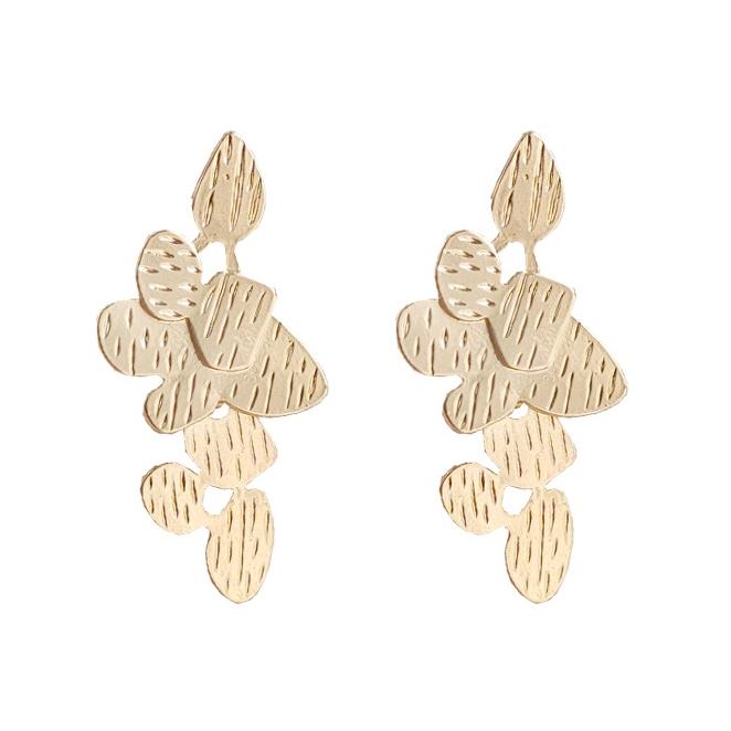 Dangle Gold Leaf Leaves Invisible Clip On Earrings