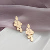 Dangle Gold Leaf Leaves Invisible Clip On Earrings