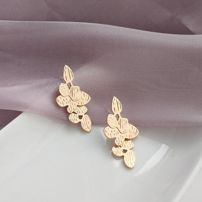 Dangle Gold Leaf Leaves Invisible Clip On Earrings
