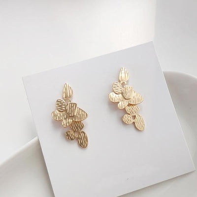Dangle Gold Leaf Leaves Invisible Clip On Earrings