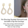Dangle Teardrop White Pearl Invisible Clip On Earrings