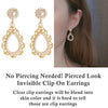 Dangle White Pearl Teardrop Invisible Clip On Earrings