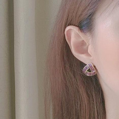 Dark Purple Crystal Mosaic Invisible Clip On Earrings