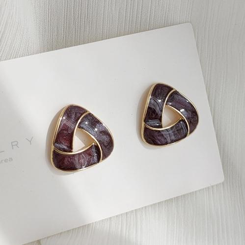 Dark Purple Crystal Mosaic Invisible Clip On Earrings