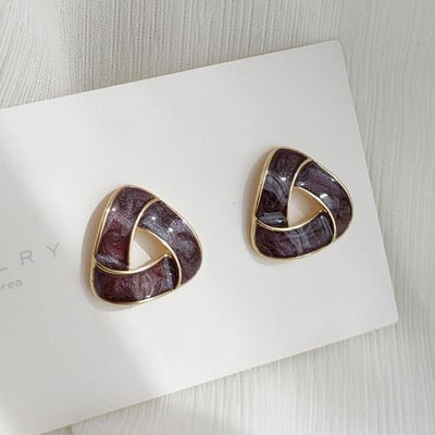 Dark Purple Crystal Mosaic Invisible Clip On Earrings