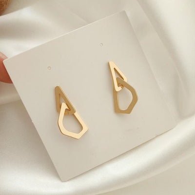 Dangle Gold Triangle Hoop Invisible Clip On Earrings