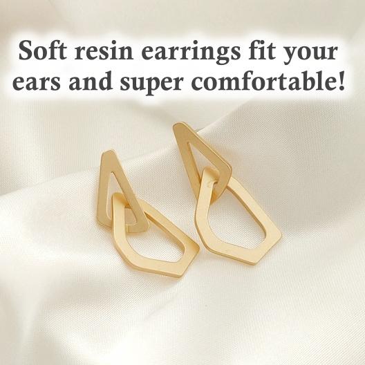 Dangle Gold Triangle Hoop Invisible Clip On Earrings