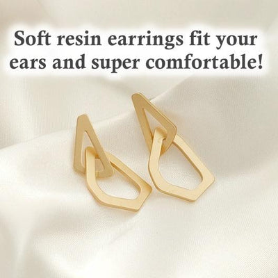 Dangle Gold Triangle Hoop Invisible Clip On Earrings