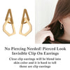 Dangle Gold Triangle Hoop Invisible Clip On Earrings