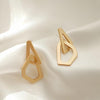 Dangle Gold Triangle Hoop Invisible Clip On Earrings