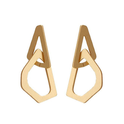 Dangle Gold Triangle Hoop Invisible Clip On Earrings