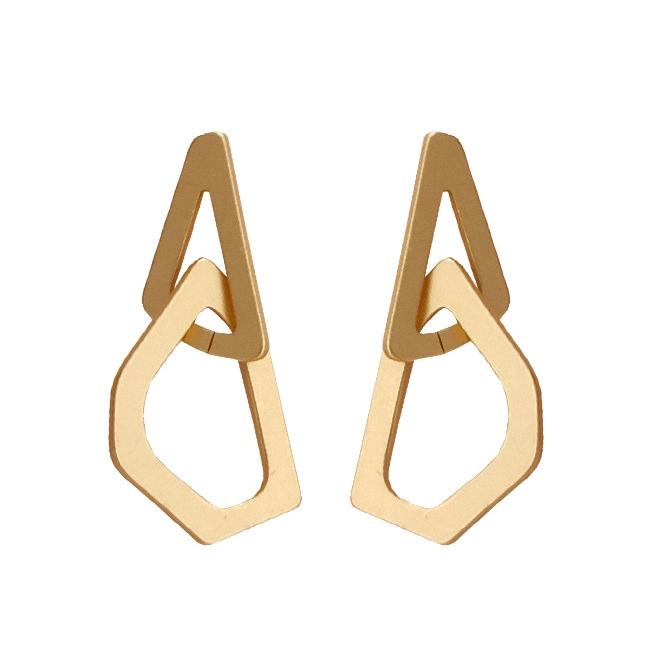 Dangle Gold Triangle Hoop Invisible Clip On Earrings