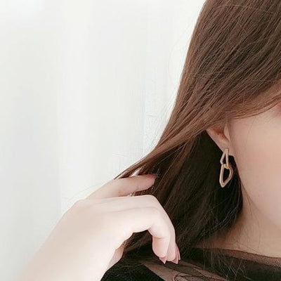 Dangle Gold Triangle Hoop Invisible Clip On Earrings