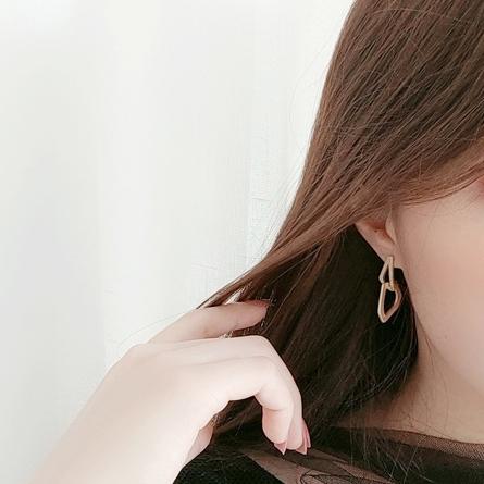 Dangle Gold Triangle Hoop Invisible Clip On Earrings