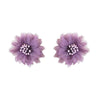 Fabric Light Purple Flower Invisible Clip On Earrings