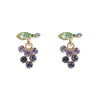 Purple Grape Crystal Rhinestone Dangle Invisible Clip On Earrings