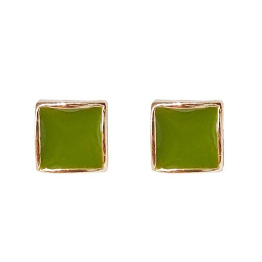 Minimal Green Square Motif Invisible Clip On Earrings